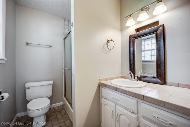 1141 Mountain Grove Ter, Alma, AR 72921 - bathroom with vanity, a shower with door, and stone finish flooring