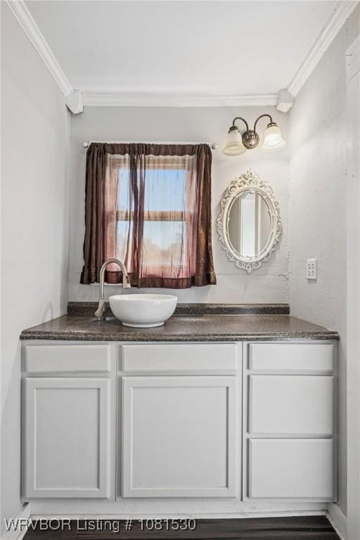 701 Witte St, Poteau, OK 74953 - bathroom with crown molding and double vanity
