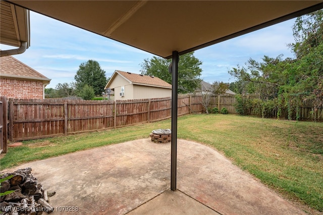 view of yard featuring a fenced backyard and a patio