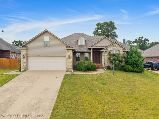 2117 Parkway Cir, Van Buren, AR 72956 - traditional home with stone siding, concrete driveway, and a shingled roof