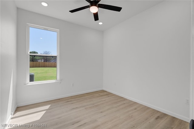 9009 Carson Way, Fort Smith, AR 72908 - spare room with plenty of natural light, baseboards, light wood-style flooring, recessed lighting, and ceiling fan