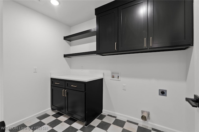 9009 Carson Way, Fort Smith, AR 72908 - washroom with light flooring, cabinet space, hookup for an electric dryer, and washer hookup