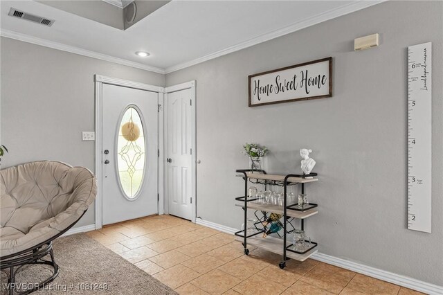 1205 S Division St, Lavaca, AR 72941 - entryway with ornamental molding, baseboards, tile patterned floors, and recessed lighting