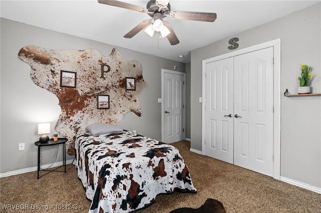 1205 S Division St, Lavaca, AR 72941 - bedroom with carpet, a closet, ceiling fan, and baseboards