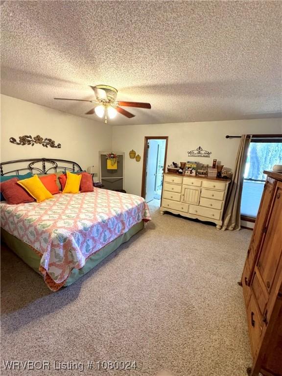 9704 Apple Gate Dr, Fort Smith, AR 72903 - bedroom featuring carpet floors, ceiling fan, a baseboard heating unit, and a textured ceiling