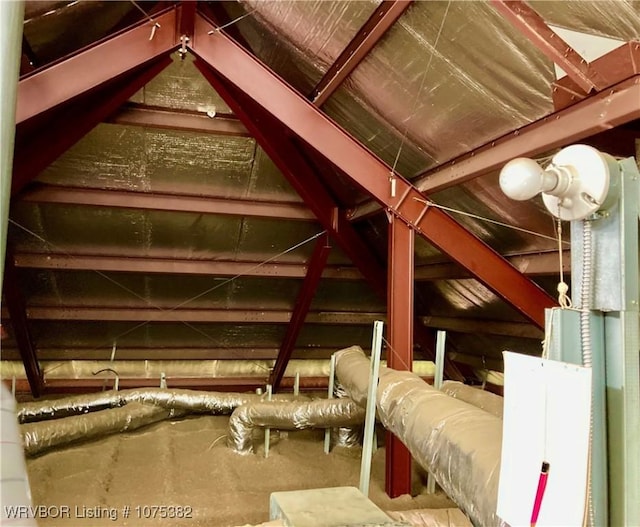 view of unfinished attic