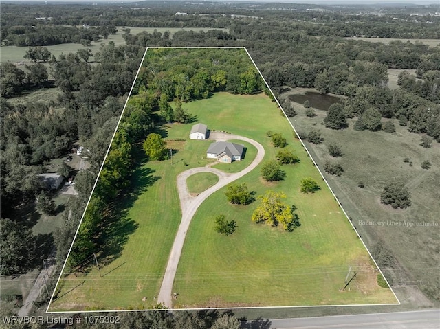 aerial view featuring a rural view