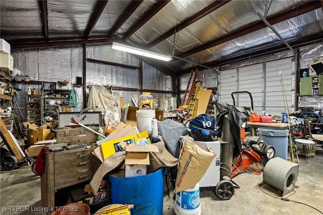 garage with metal wall