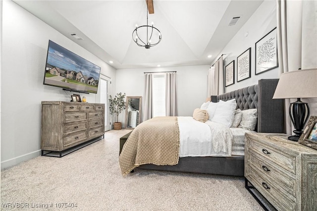 6801 Bentley Ridge Rdg, Fort Smith, AR 72903 - bedroom with lofted ceiling, a chandelier, and a tray ceiling