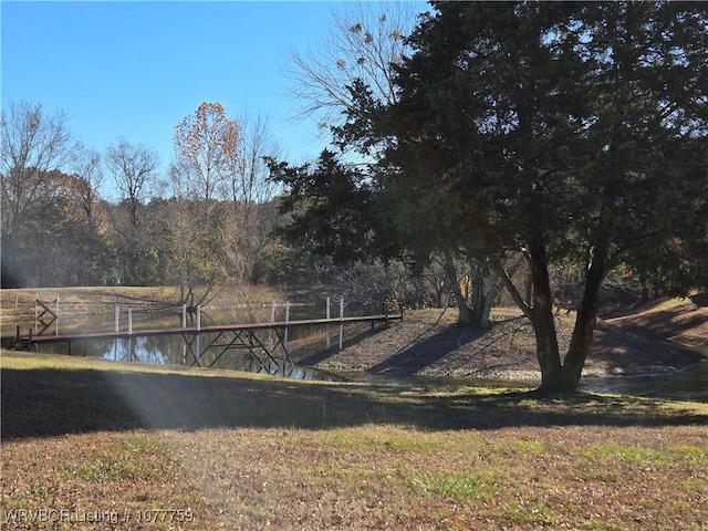 view of yard with a water view