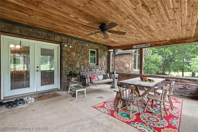2650 Spielerville Rd, Paris, AR 72855 - view of patio featuring french doors and a ceiling fan