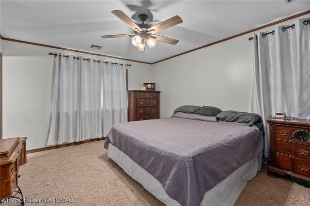 2650 Spielerville Rd, Paris, AR 72855 - carpeted bedroom featuring ornamental molding and a ceiling fan