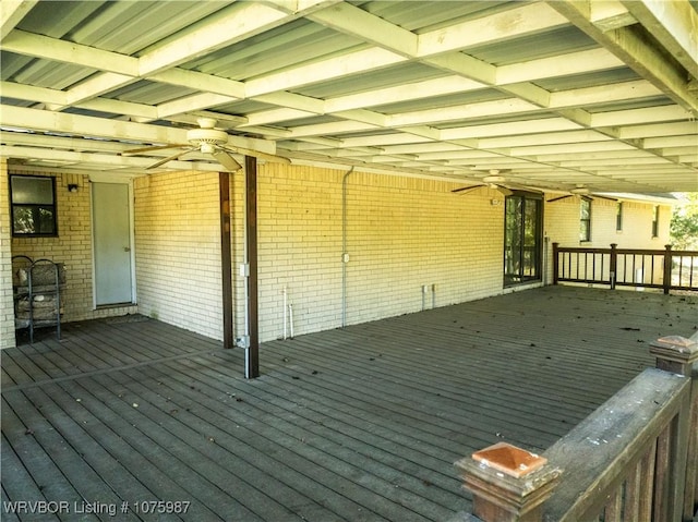 wooden terrace with ceiling fan