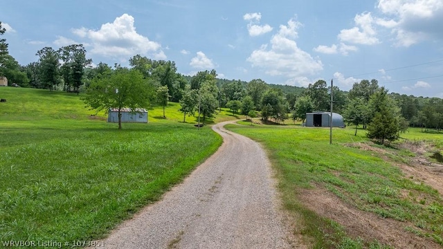 view of street featuring a rural view