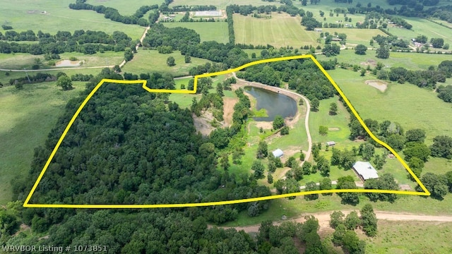 2055 Barber Rd, Booneville, AR 72927 - aerial view of sparsely populated area with property parcel outlined and a nearby body of water