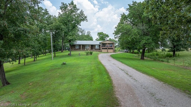 view of front of home with a front yard