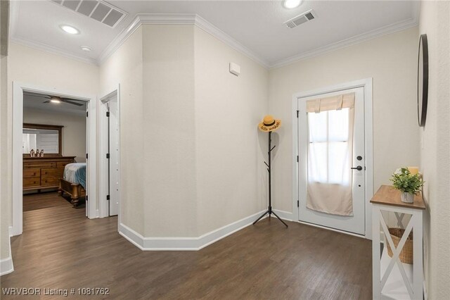 8323 Mclaren Dr, Fort Smith, AR 72916 - foyer with wood finished floors, crown molding, and recessed lighting