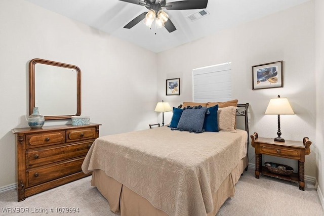 7907 Coltridge Way, Fort Smith, AR 72916 - bedroom featuring baseboards, visible vents, a ceiling fan, and light colored carpet