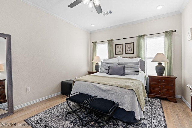 7907 Coltridge Way, Fort Smith, AR 72916 - bedroom with light wood-style flooring, crown molding, multiple windows, and visible vents