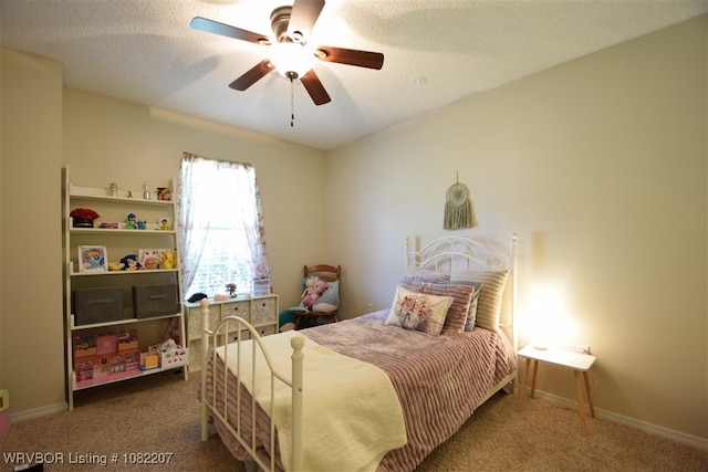 104527 S 4670th Rd, Sallisaw, OK 74955 - carpeted bedroom with ceiling fan and a textured ceiling
