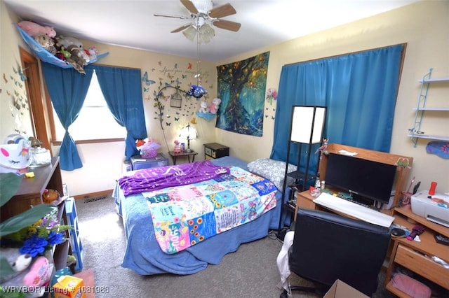 807 S 2nd St, Stilwell, OK 74960 - carpeted bedroom featuring a ceiling fan