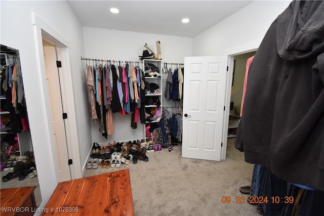 spacious closet featuring carpet floors