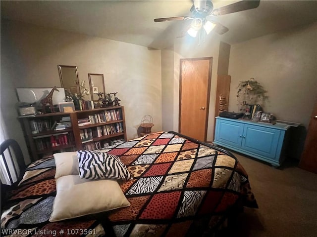 bedroom with carpet floors and ceiling fan