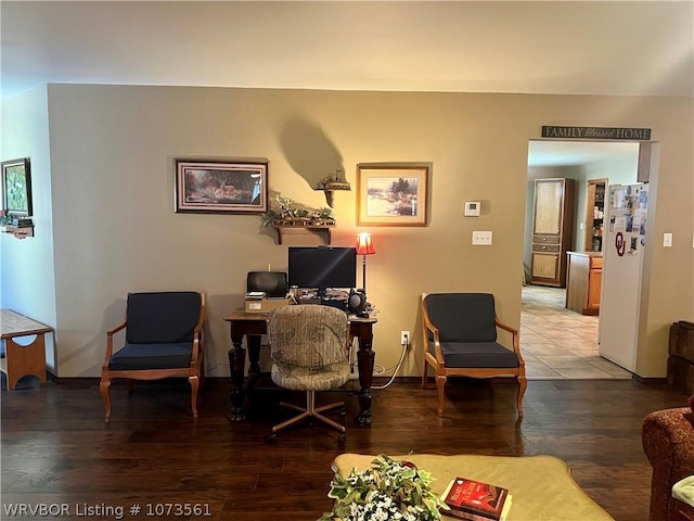 office area featuring hardwood / wood-style floors