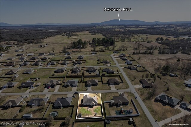 bird's eye view featuring a mountain view