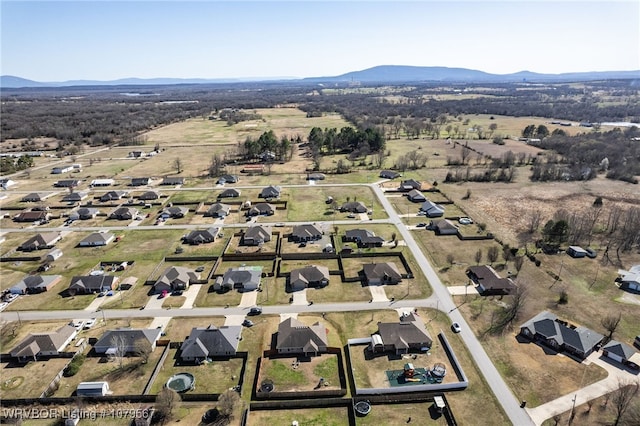 bird's eye view with a mountain view