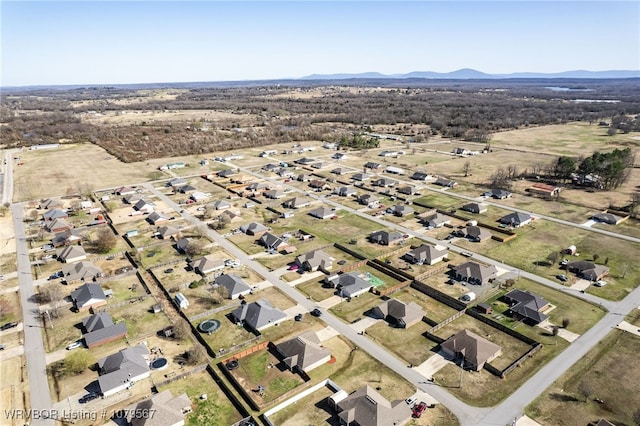 aerial view with a mountain view