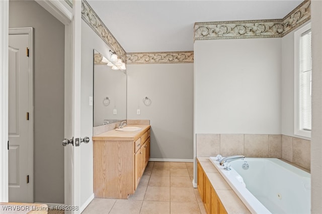 2419 Shealei Cir, Alma, AR 72921 - full bath featuring vanity, plenty of natural light, a whirlpool tub, and tile patterned flooring