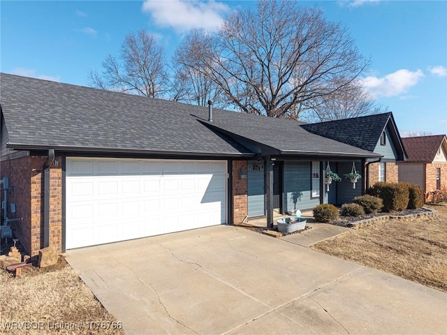 single story home with a garage