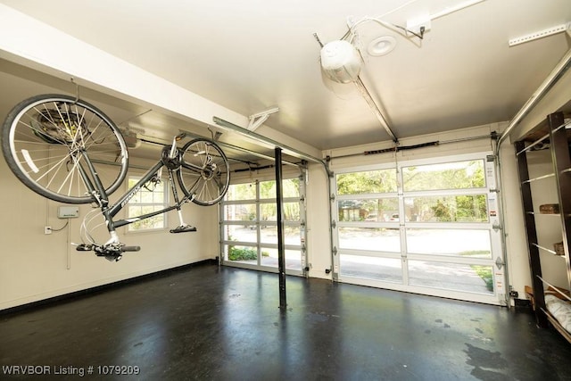 garage with baseboards