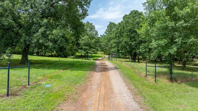 view of street with a rural view