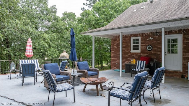 view of patio / terrace featuring an outdoor living space