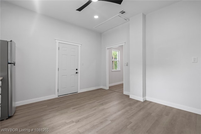 618 Sycamore St, Van Buren, AR 72956 - unfurnished room with attic access, ceiling fan, wood finished floors, baseboards, and recessed lighting