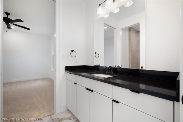 bathroom with vanity and ceiling fan