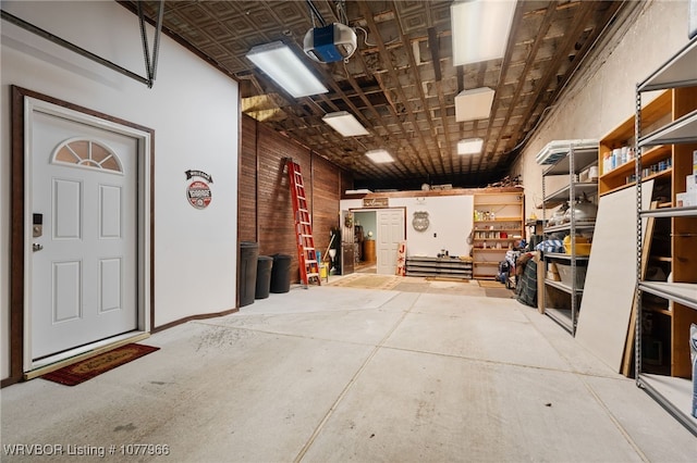 interior space with a garage door opener