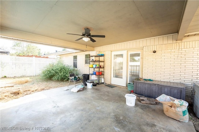 view of patio with ceiling fan