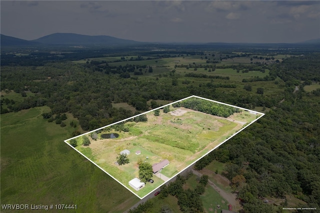 birds eye view of property featuring a mountain view