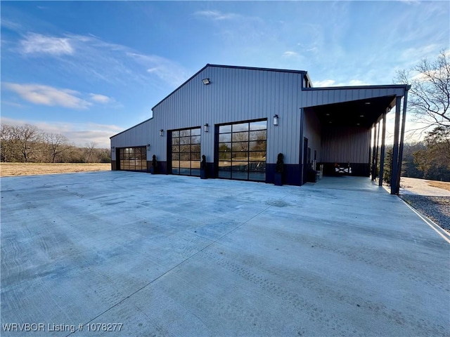 exterior space with a garage