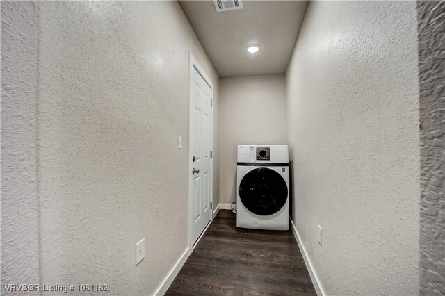 3614 Blair Ave, Fort Smith, AR 70903 - washroom with washer / clothes dryer, a textured wall, wood finished floors, baseboards, and recessed lighting