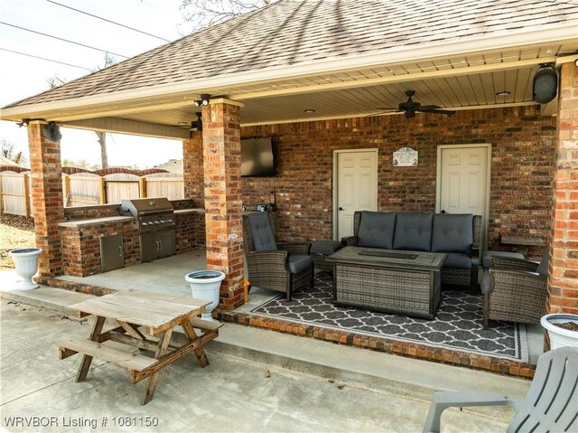 2304 Durango Dr, Van Buren, AR 72956 - view of patio with area for grilling, ceiling fan, and an outdoor hangout area