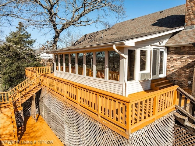 deck featuring a sunroom