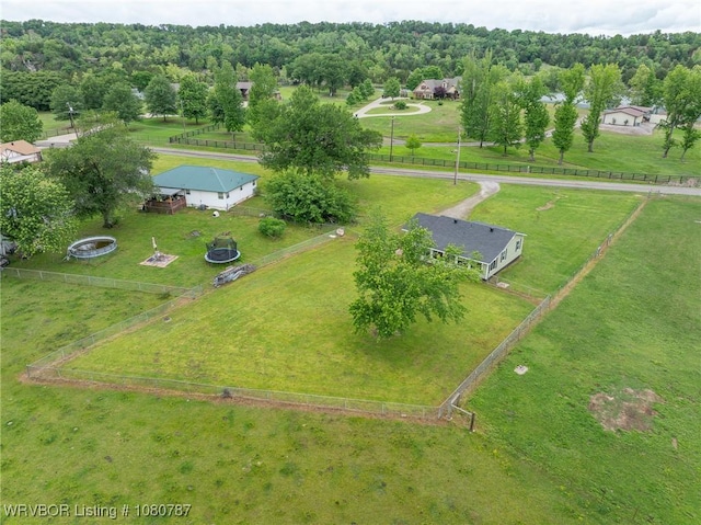 birds eye view of property with a rural view