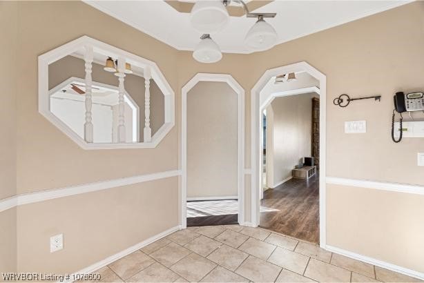 interior space featuring light tile patterned floors