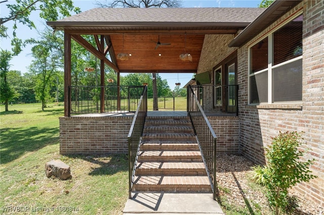 deck featuring a yard