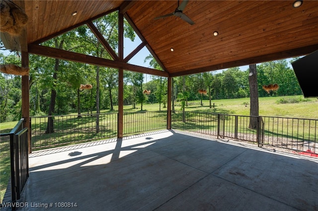 view of patio with ceiling fan