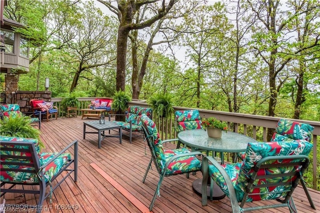 10301 Stoneleige St, Fort Smith, AR 72908 - wooden terrace with outdoor dining area